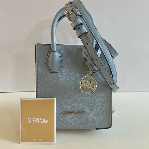 NWOT 🩵 Michael Kors Mini Leather Crossbody Bag, Baby Blue - Picture 1 of 6